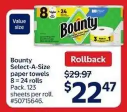 Walmart Bounty Select-A-Size Paper Towels offer