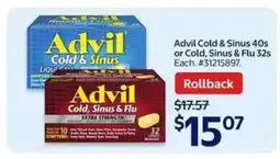 Walmart Advil Cold & Sinus or Cold, Sinus & Flu offer