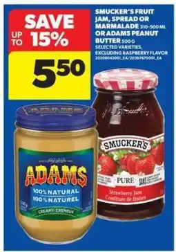 Real Canadian Superstore Smucker's Fruit Jam or Adams Peanut Butter offer