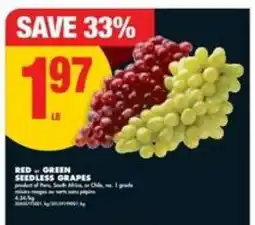 No Frills Red - Green Seedless Grapes offer