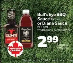 Real Canadian Superstore Bull's-Eye BBQ Sauce or Diana Sauce offer