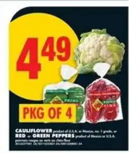No Frills Cauliflower and Red or Green Peppers offer