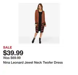 TSC Stores Nina Leonard Jewel Neck Twofer Dress offer