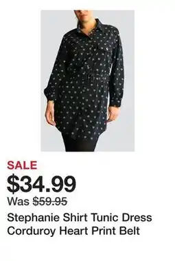 TSC Stores Stephanie Shirt Tunic Dress Corduroy Heart Print Belt offer