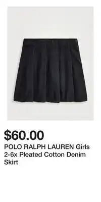 Holt Renfrew POLO RALPH LAUREN Girls 2-6x Pleated Cotton Denim Skirt offer