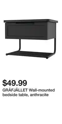 IKEA GRÅFJÄLLET Wall-mounted bedside table, anthracite offer
