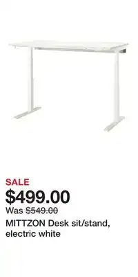 IKEA MITTZON Desk sit/stand, electric white offer