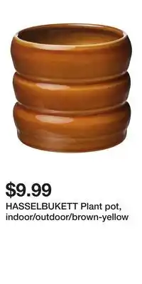 IKEA HASSELBUKETT Plant pot, indoor/outdoor/brown-yellow offer
