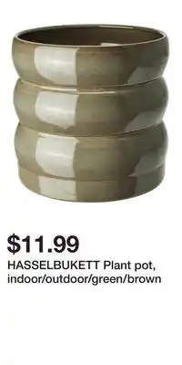 IKEA HASSELBUKETT Plant pot, indoor/outdoor/green/brown offer