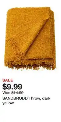 IKEA SANDBRODD Throw, dark yellow offer