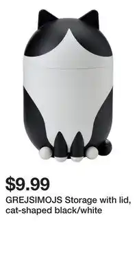 IKEA GREJSIMOJS Storage with lid, cat-shaped black/white offer