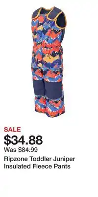 Sport Chek Ripzone Toddler Juniper Insulated Fleece Pants offer