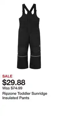 Sport Chek Ripzone Toddler Sunridge Insulated Pants offer