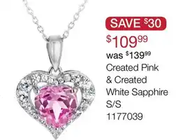 Charm Diamond Sterling Silver Created Pink & Created White Sapphire Heart Pendant offer