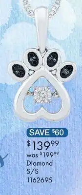 Charm Diamond Sterling Silver Dancing Diamond Paw Pendant offer