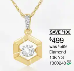 Charm Diamond New Brilliance Lab Grown Dancing Diamond Pendant in 10K Yellow Gold offer