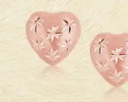 Charm Diamond 10K Rose Gold Diamond Cut Heart Studs offer