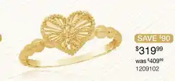 Charm Diamond 10K Yellow Gold Heart Ring offer