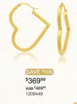 Charm Diamond 10K Yellow Gold Diamond Cut Heart Hoop Earrings offer