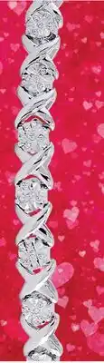 Charm Diamond Sterling Silver Hugs and Kisses Bracelet offer