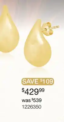 Charm Diamond 10K Yellow Gold Puffed Tear Drop Earrings offer