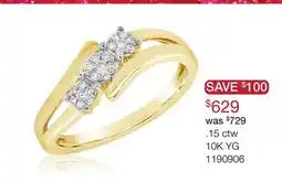 Charm Diamond 10K Yellow Gold 0.15CTW Diamond Fashion Ring offer