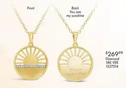 Charm Diamond Diamond You Are My Sunshine Pendant in 18k Yellow Gold Vermeil offer