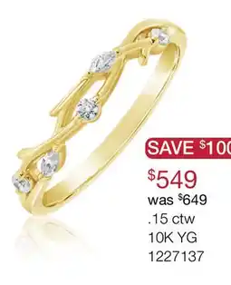 Charm Diamond 0.15CTW Diamond Stackable Vine Ring in 10K Yellow Gold offer