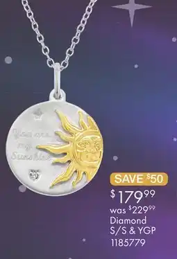 Charm Diamond Sterling Silver Yellow Gold Plated Diamond 'You Are My Sunshine' Pendant offer