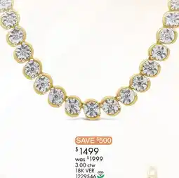Charm Diamond Lab Grown 3.00CTW Diamond Necklace in 18K Yellow Gold Vermeil offer