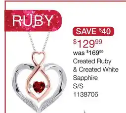Charm Diamond Sterling Silver Created Ruby & Created White Sapphire Heart Pendant offer