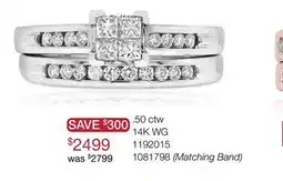 Charm Diamond 14K White Gold 0.50CTW Diamond Princessa Bridal Set offer