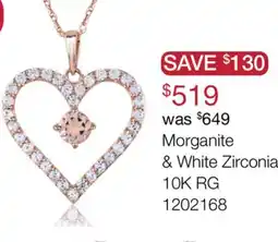Charm Diamond Morganite & White Zirconia 10K RG offer
