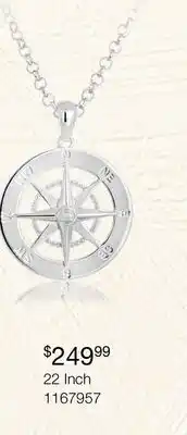 Charm Diamond Sterling Silver 22 Nautical Compass offer