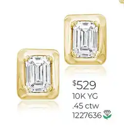 Charm Diamond New Brilliance Lab Grown 0.46CTW Emerald Diamond Earrings in 10K Yellow Gold offer