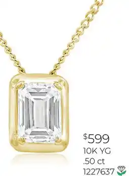 Charm Diamond New Brilliance Lab Grown 0.50CT Diamond Solitaire Pendant in 10K Yellow Gold offer