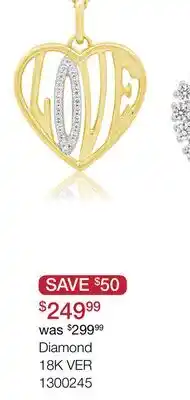 Charm Diamond Loving Hearts Diamond Love Heart Pendant in 18K Yellow Gold Vermeil offer