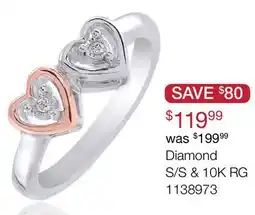 Charm Diamond Sterling Silver Rose Gold Diamond Heart Promise Ring offer