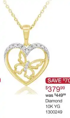 Charm Diamond Loving Hearts Diamond Butterfly Pendant in 10K Yellow Gold offer