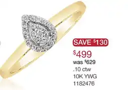 Charm Diamond 10K Yellow & White Gold Pear Shape 0.10CTW Diamond Promise Ring offer
