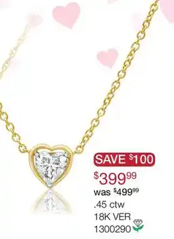 Charm Diamond Loving Hearts Lab Grown 0.45CTW Diamond Necklace in 18K Yellow Gold Vermeil offer