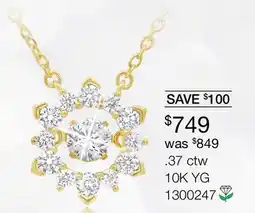 Charm Diamond New Brilliance Lab Grown 0.37CTW Dancing Diamond Pendant in 10K Yellow Gold offer
