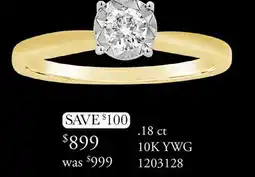 Charm Diamond Glacier Fire 10K Yellow Gold Canadian 0.18CT Diamond Solitaire Ring offer