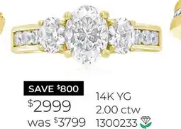 Charm Diamond New Brilliance Lab Grown 2.00CTW Diamond Three-Stone Ring in 14K Yellow Gold offer