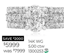Charm Diamond New Brilliance Lab Grown 5.00CTW Oval Diamond Bridal Set in 14K White Gold offer