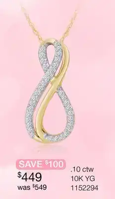 Charm Diamond 10K Yellow Gold Diamond Infinity Pendant offer