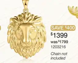 Charm Diamond 10K Yellow Gold Lion Head Pendant offer