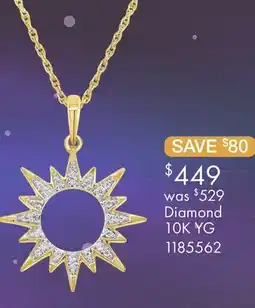 Charm Diamond 10K Yellow Gold Diamond Sun Pendant offer