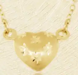 Charm Diamond 10K Yellow Gold 18 Heart Diamond Cut Necklace offer