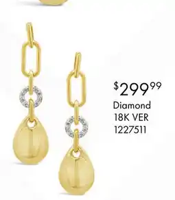 Charm Diamond Diamond Paperclip Earrings in 18K Yellow Gold Vermeil SKU 1227511 offer